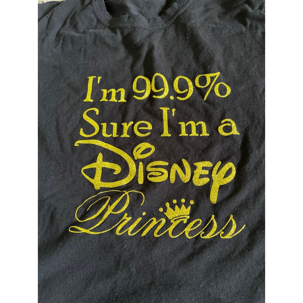Women's Black "I'm 99.9% Sure I'm a Disney Princess" Short Sleeve Tee Size‎ XL - Picture 2 of 4